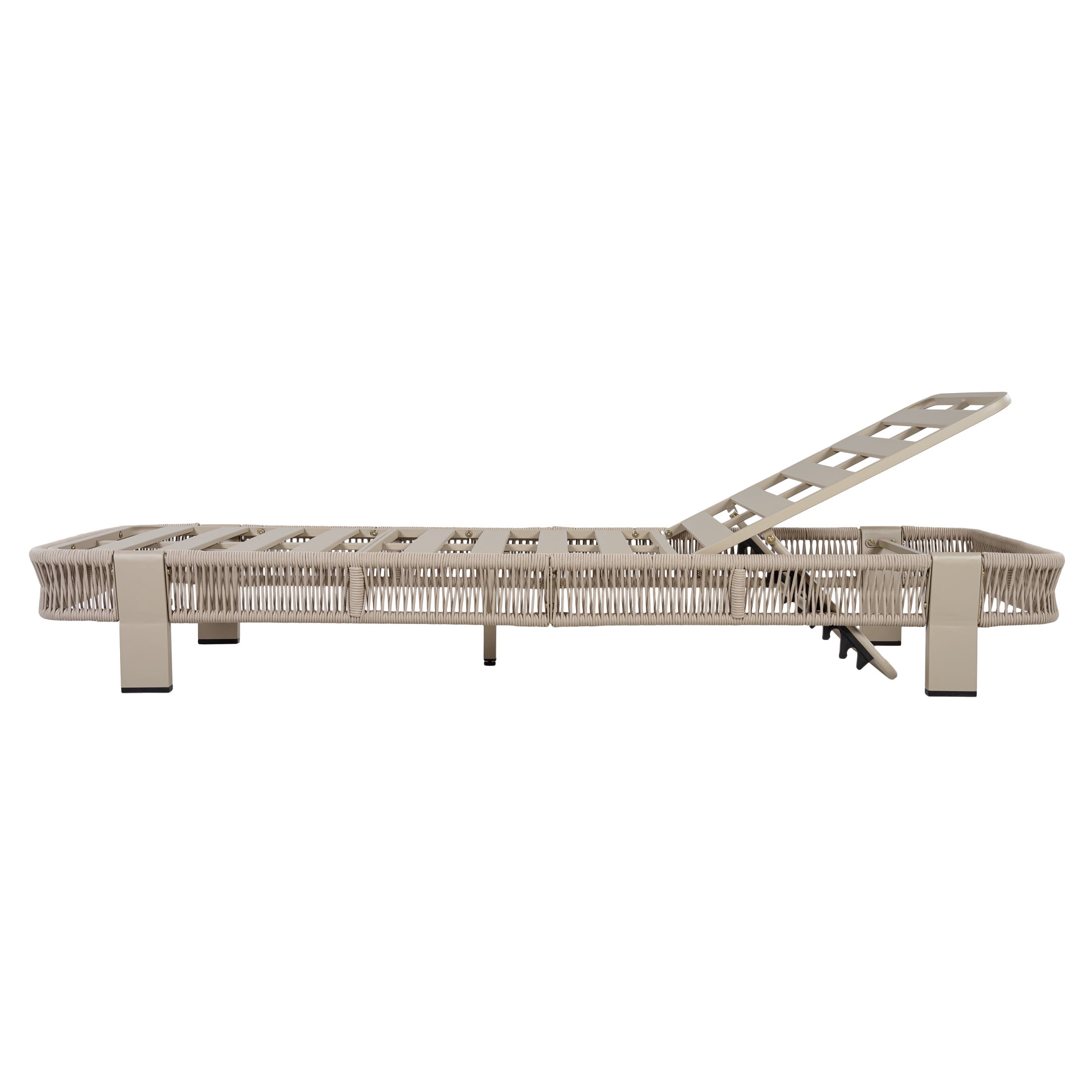 Christopher Knight Home Adjustable Backrest Outdoor Chaise Lounge, Iron Rope Frame, Beige
