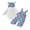 Blue, variant on RUINIXCW Baby Boys 3Pcs Football Outfits Long Sleeve Romper with Overalls Pants Hat Set Newborn Clothes