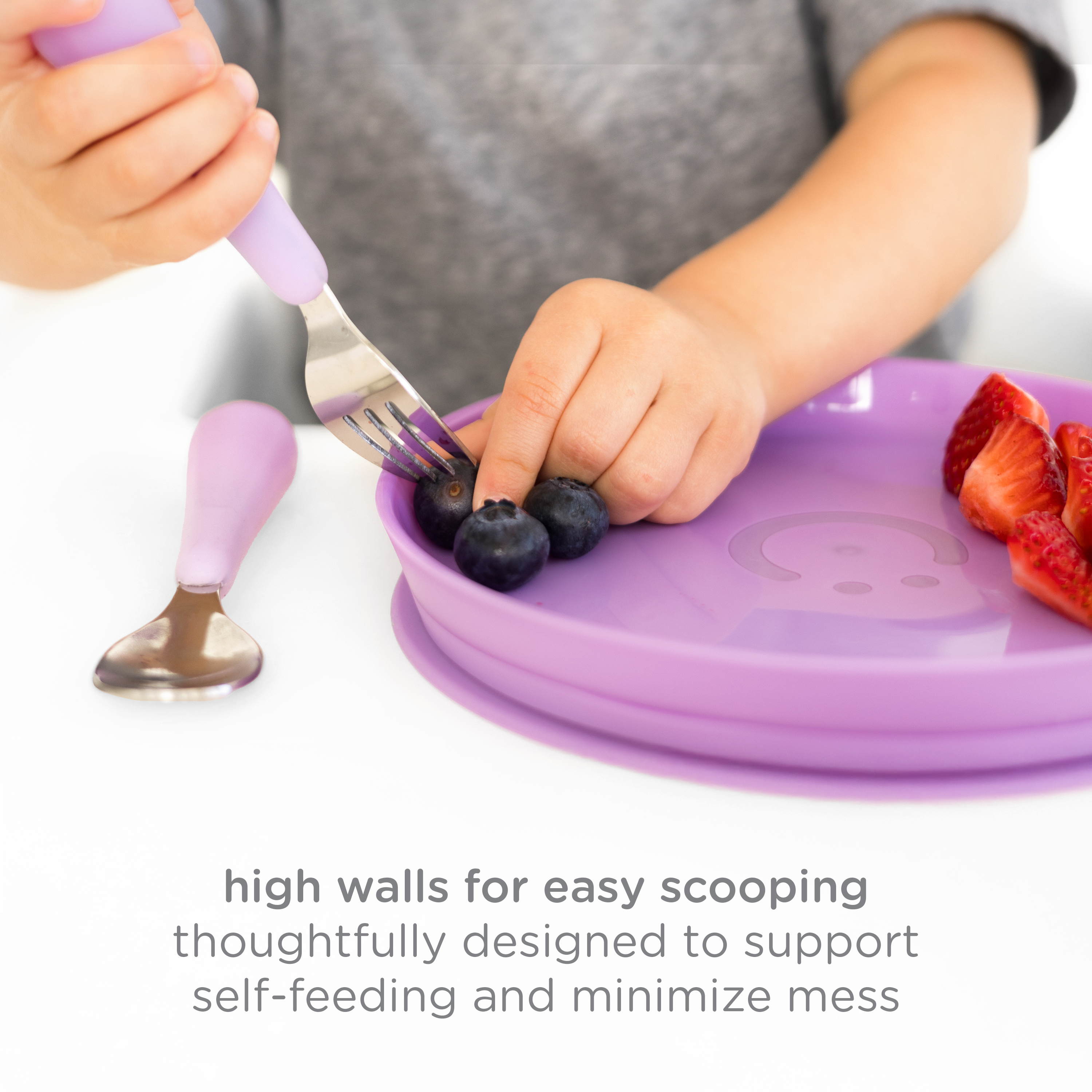 Ubbi 7-Piece Suction Toddler Feeding Set, Includes Plate, Bowl, Cup, Utensils, Interchangeable Suction Cup Base, Polaris Blue