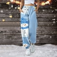thumbnail image 2 of Women's Casual Fashion Christmas Print Sweatpants, Long Casual Pants with Drawstring Waist for Sports and Home Wear, Comfortable Material,Light Blue,XL, 2 of 6