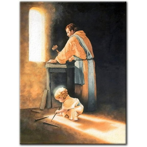 Diamond Painting Kits for Adults Boy Jesus Nail Spikes in Joseph's Carpenter Shop Full Drill DIY Diamond Art for Adults Beginners Picture Art Crystal Painting for Home Wall Decor