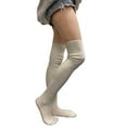 thumbnail image 4 of Couver Women's Plain Winter Cable Knitted Boot Over Knee Socks/Thigh High Stockings- White - 1 Pair, 4 of 9