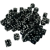 MR CHIPS D6 Standard 16 mm Opaque Dice with Pip Dots - 50 pack - Black