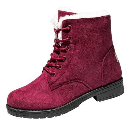 

Women Boots Platform Boots Women Winter Keep Warm Flat Plush Snow Boots Multicolor Casual Short Boots Red