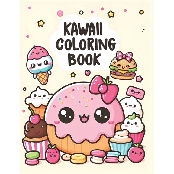 Kawaii Coloring Books Sweet Treats, Food & Snacks Coloring Book for Kids Ages 4-8: Kawaii Desserts, Cupcakes, Ice Creams, Donuts for Boys , Book 2, (Paperback)