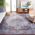 thumbnail image 3 of SAFAVIEH Tucson Nazca Traditional Machine Washable Area Rug, Light Blue/Rust, 8' x 10', 3 of 10