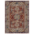 thumbnail image 1 of La Dole Rugs Maroon Blue Rustic Vintage Traditional Flat Pile Soft Area Rug Carpet Mat For Living Room Bedroom Hallway Runner Outdoor Patio Sizes 5x7, 8x10, 7X9 feet inch inches ft, 1 of 6