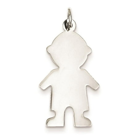925 Sterling Silver Engravable Boy Disc Polished Charm Pendant 28mmx16mm