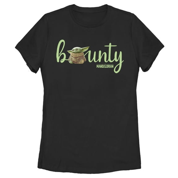 Women's Star Wars: The Mandalorian The Child Bounty Cursive  Graphic Tee Black Small