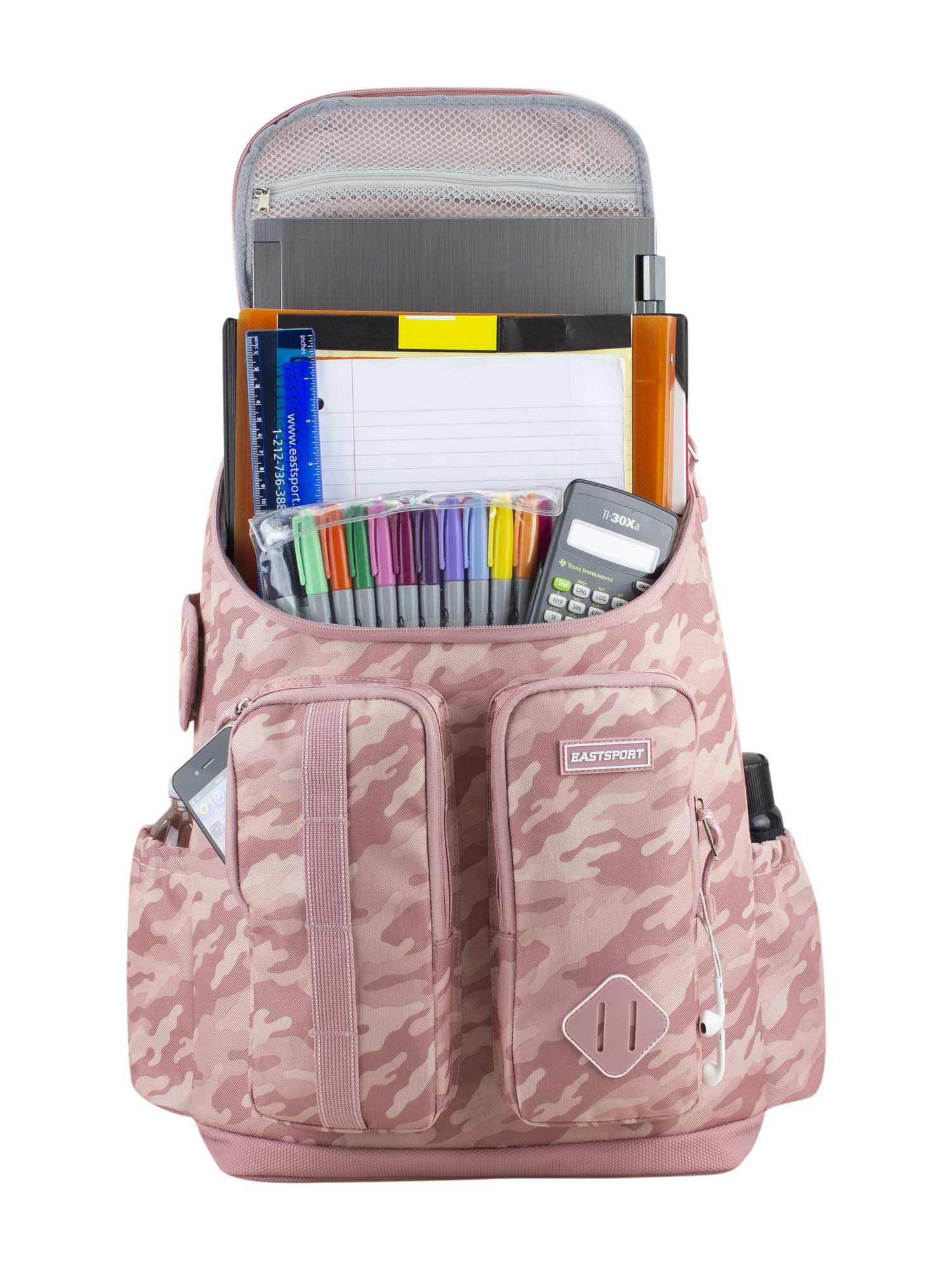 East sports pink camo very roomie backpack. Withpadded straps n strap to hang up 25LROSACP-FRONT_1800x1800.jpg?  main image 4