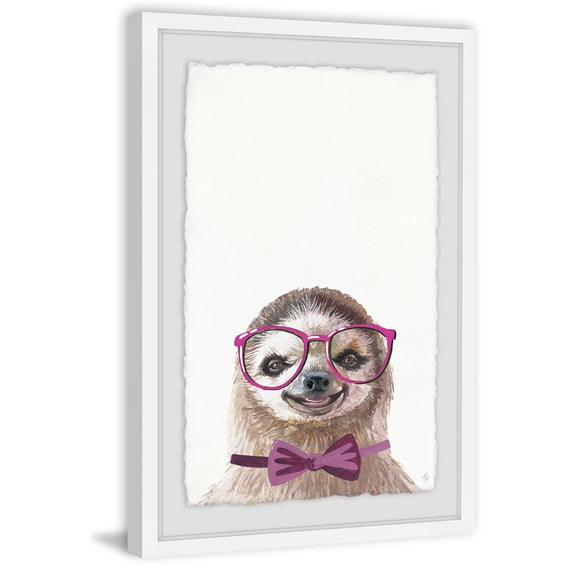 Sloth with a Bow Framed Painting Print
