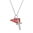 thumbnail image 2 of Delight Jewelry Acrylic 1.25" Maroon Cheer Megaphone Everlasting Love Engraved Cross Zoey Necklace, 28", 2 of 4