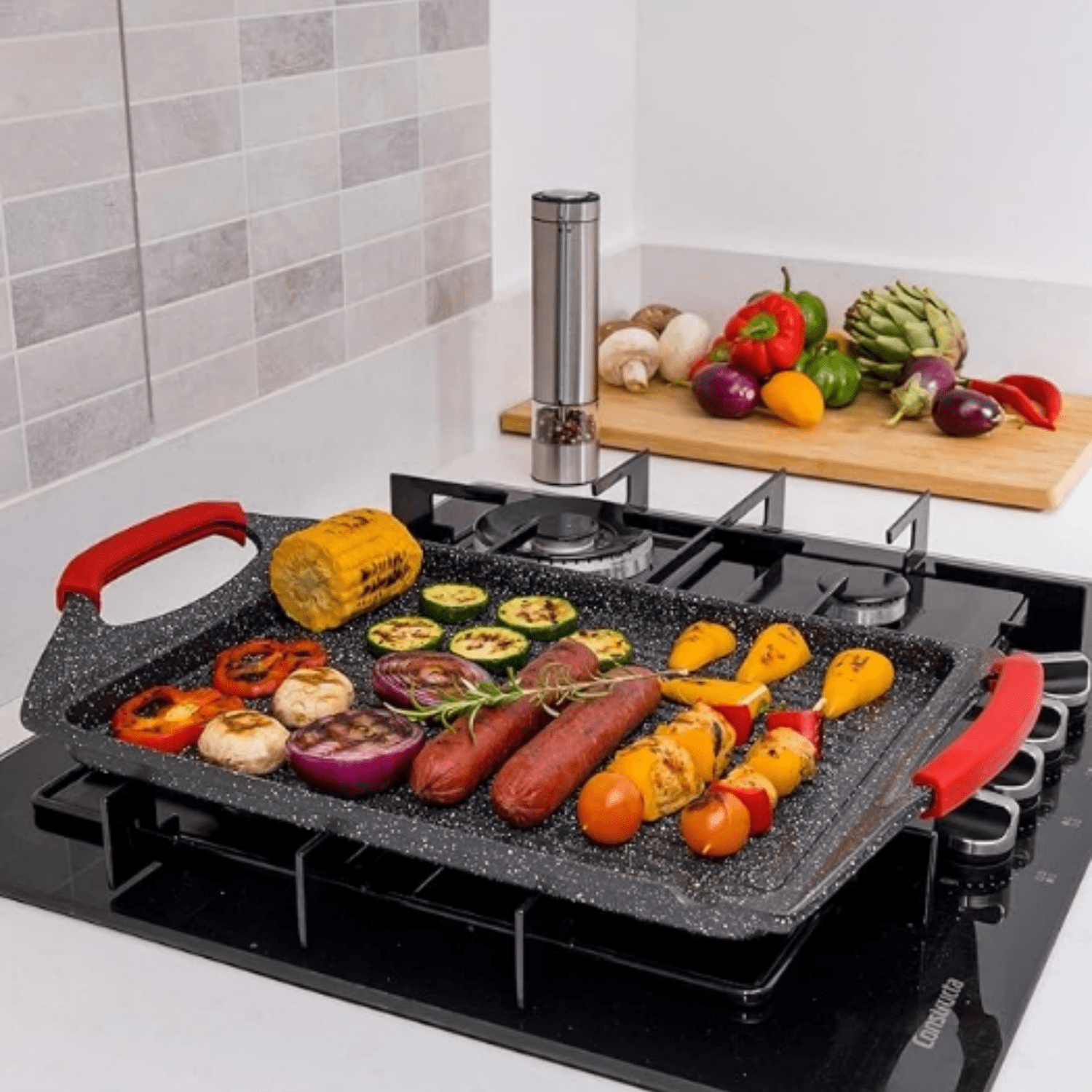 Aluminum Bbq, 18x10.5" Rectangle Grill Pan for Indoor Cooking, Non-stick Flat Top Griddle Pan for Stove Top, For Fish Vegetables & As Steak Pan, Stove Top Grill Induction Griddle