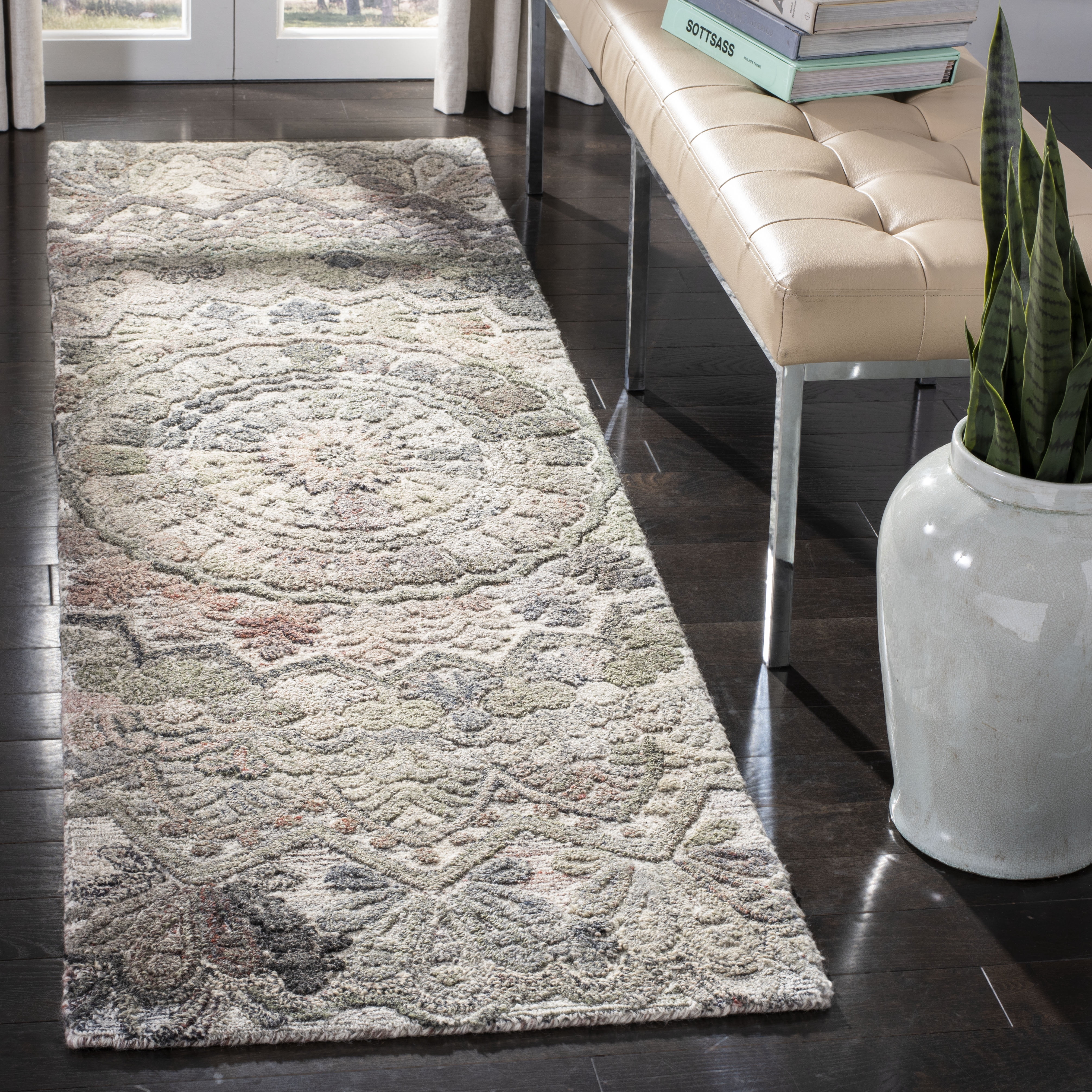 SAFAVIEH Marquee Georgiana Floral Runner Rug, Grey/Multi, 2'3" x 14'