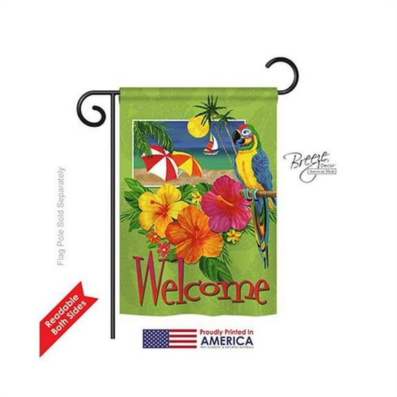 Breeze Decor 56066 Summer Tropical Welcome 2-Sided Impression Garden Flag - 13 x 18.5 in.
