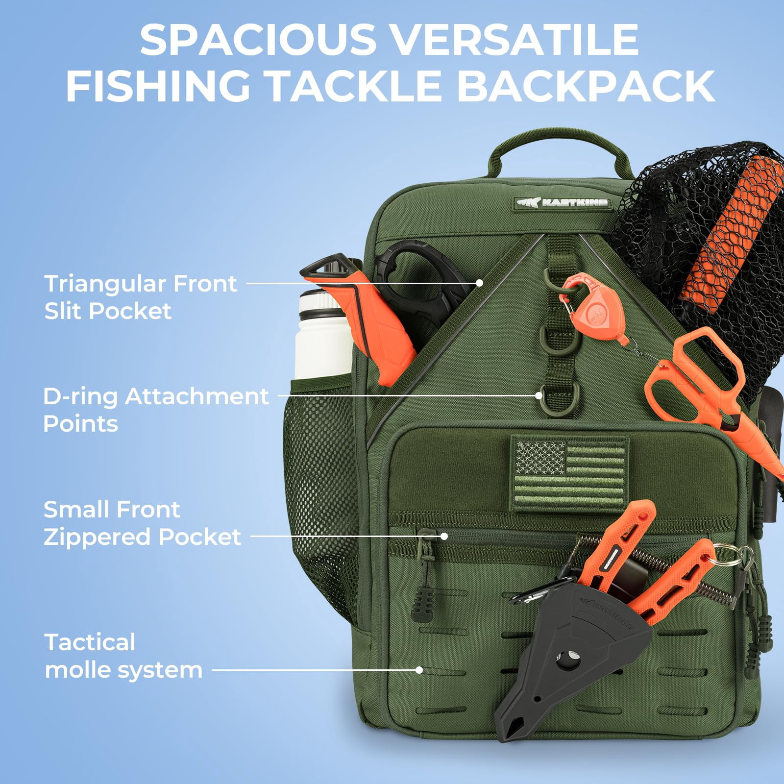 Karryall Fishing Tackle Backpack With Rod Holder 4 Boxes 40/26l Bag Storage Gear And Equipment