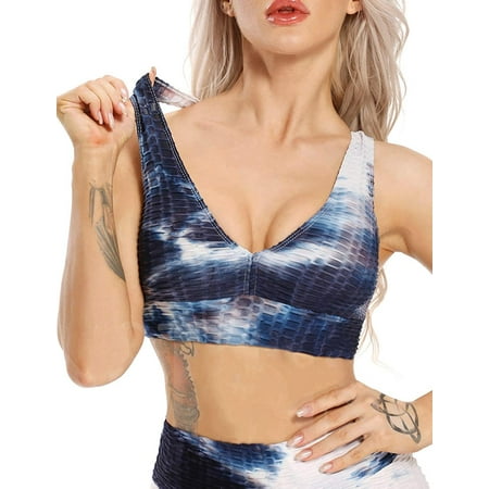 

Plnotme Womens Sexy Sports Bra Gym Workout Running Fitness Slim Yoga Tie-Dye Bras