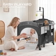 thumbnail image 4 of 5 in 1  Pack and Play, Easy Folding Portable Playards,  Baby Bassinet Bedside Crib with Mattress, Diaper Changer and Music Mobile, 4 of 8