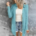 thumbnail image 2 of Baberdicy Light Blue Women's Fashionable And Casual Solid Color Button Tie Pocket Cardigan Jacket, Xxl, 2 of 6