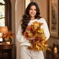 thumbnail image 7 of Artificial Maple Leaf Garland Fall Thanksgiving Decor, 78.7 Inch Orange Faux Leaf Vine 36 Branches For Railing Door Frame Fireplace Wall, Autumn Harvest Hanging Decor, 7 of 7