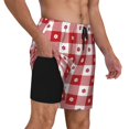 thumbnail image 2 of Balery Red Plaid Daisy Mens Swim Trunks Swim Shorts for Men Quick Dry Inseam Beach Shorts with Compression Liner Pocket-XX-Large, 2 of 9