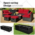 thumbnail image 5 of Patiojoy 8PCS Patio Conversation Set Sectional Sofa Set, All-Weather PE Rattan, Tempered Glass Table & Washable Cushion Covers Red, 5 of 7