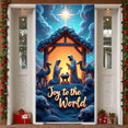 thumbnail image 3 of Sheep Star Christmas Banner Joy to the World Decorative Party Background, 3 of 9