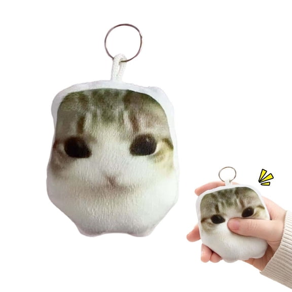 1pc Voice-Playing Plush Cat Keychain Cute Realistic Cat Meow Sound Keyring for Stress Relief,Backpack Accessory