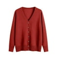thumbnail image 4 of V-Neck Knit Base Layer, Long Sleeve Cardigan, Casual Everyday Top Red Xl , Cardigan, 4 of 5