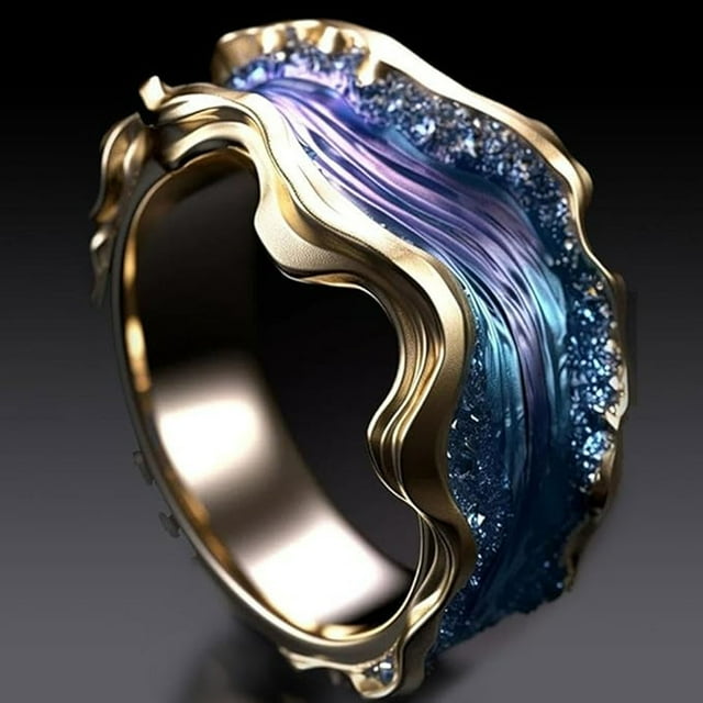 Bagues pour Femmes en Résine Ondulée Ensemble de Mode Diamant Bague Ouverte pour Femmes