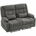 thumbnail image 2 of Resenkos Oversized Recliner Loveseat, Manual 150° Recline, Breathable Fabric, 600lb Capacity, Cup Holders, Gray, 2 of 16