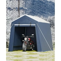 Outdoor Storage Shed, Portable Carport with Roll-up Ventilated Zipper Door and Windows, Heavy Duty Waterproof Tarp, Storage Sheds for Motorcycle, Bike, Firewood, Garden Tools
