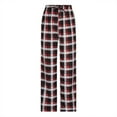 thumbnail image 7 of up to 60% off Gifts Usmixi Trousers for Women Classic Plaid Print Drawstring Elastic Waist Loose Flared Pants Casual Lightweight Homewear Long Pants with Pocket Black XL, 7 of 7