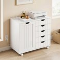 thumbnail image 2 of HOMCOM Mobile File Cabinet with 5 Drawers Printer Stand with USB Port White, 2 of 10