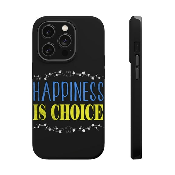DistinctInk Tough Case for Apple iPhone 15 PRO (6.1" Screen), Compatible with MagSafe Charging - Happiness Is Choice
