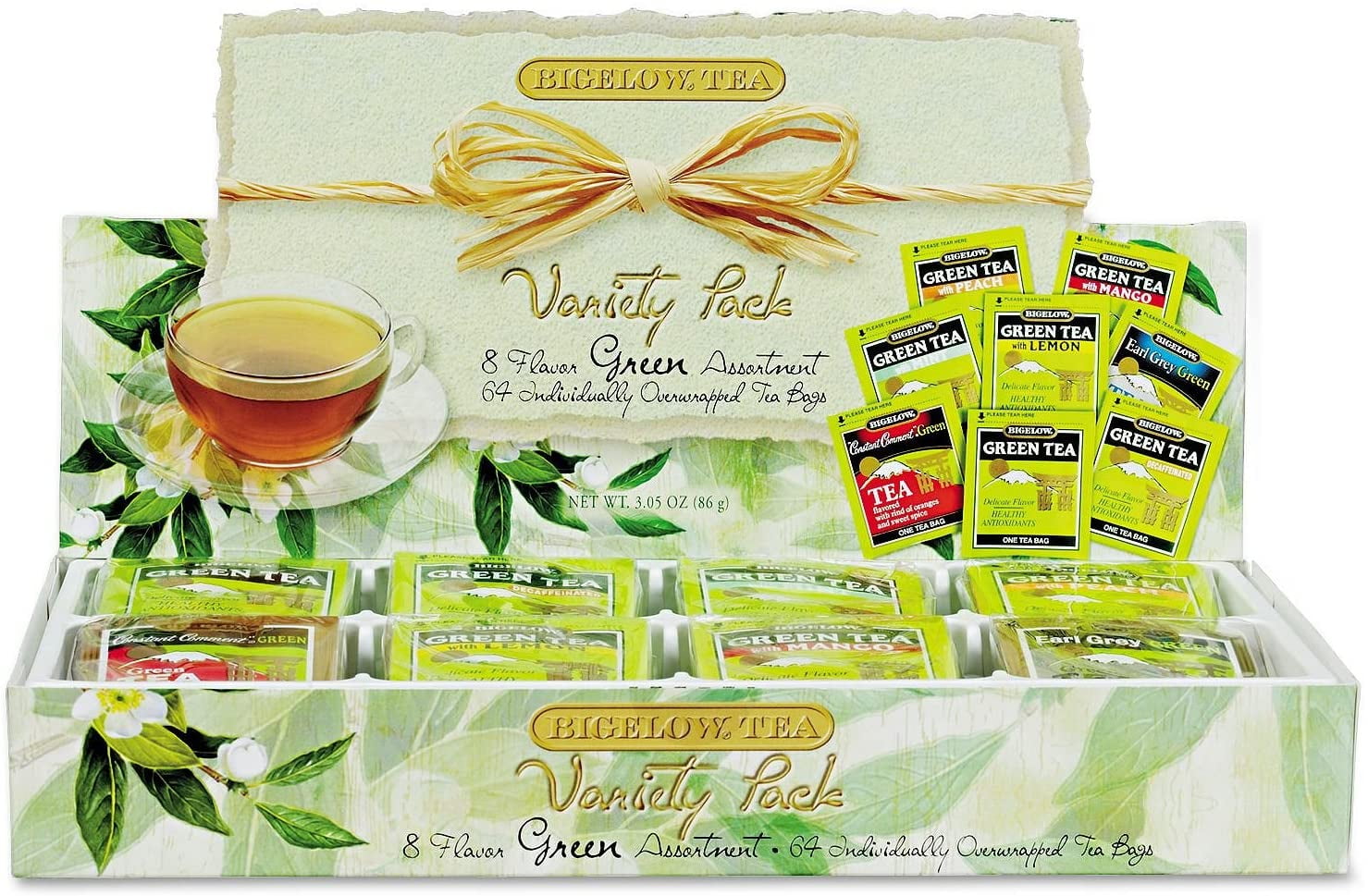 Green Tea Assortment, Assorted Styles, 64 Tea Bags/Box