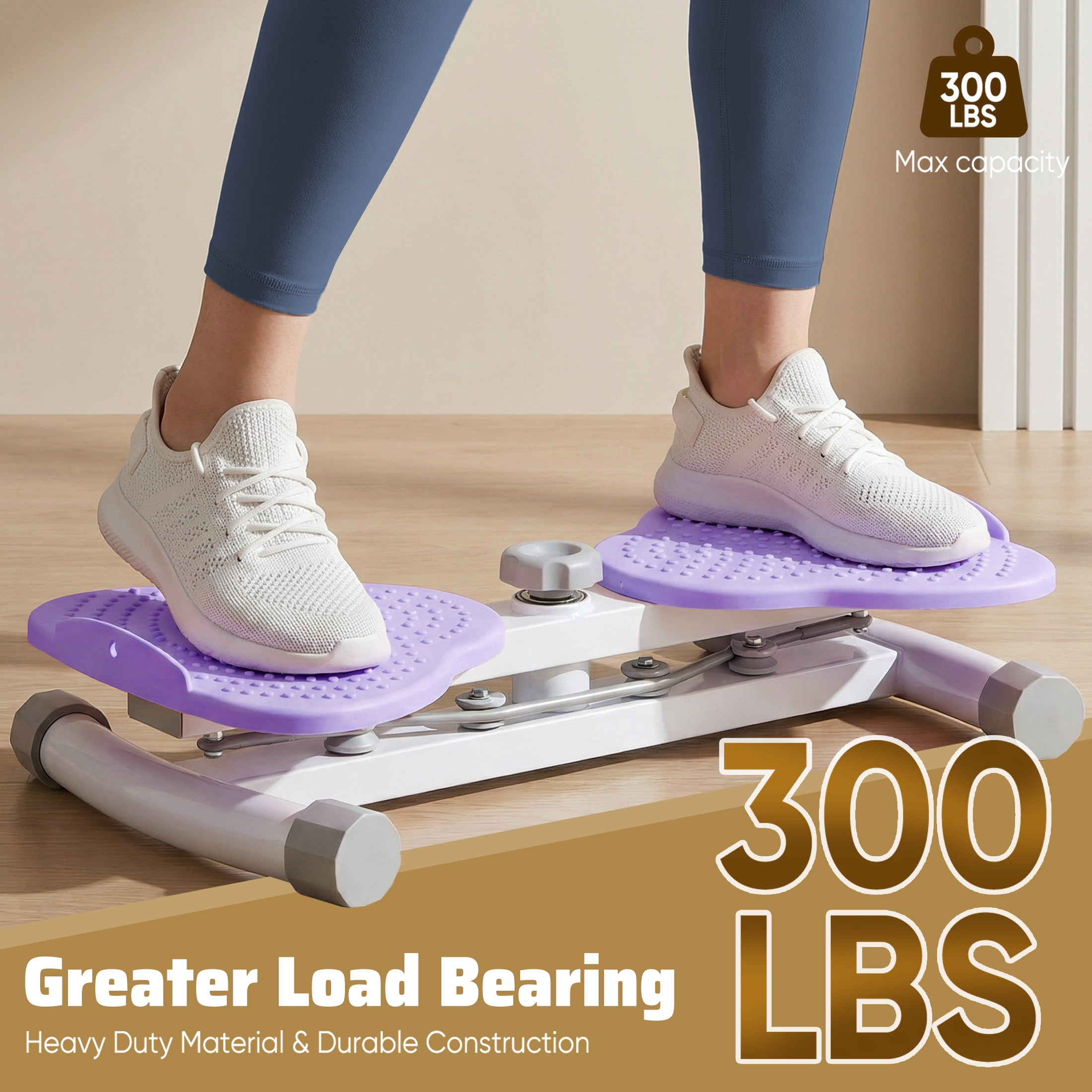 CONCETTA Waist Twister Machine Exercise, 300 lbs Weight Capacity for Waist and Abdominal, Weight Loss, Body Sculpting.Massage Base Plate and Non-Slip Surface, Noiseless, Purple