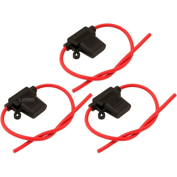 Vixen Horns 30A In-line Standard ATO Blade Fuse with Waterproof Holder - Bundle of three fuses VXA7030-3