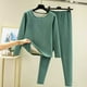 thumbnail image 4 of Guardurnaity Conjunto de ropa interior térmica para mujer, calzoncillos largos cómodos para clima frío y cálido, ropa interior de cuello de Ropa interior Verde L, 4 of 6