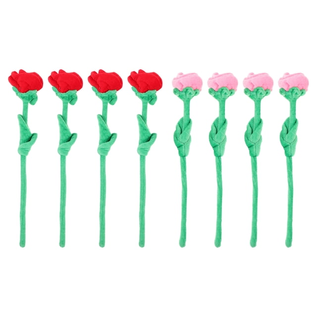 8 piezas de peluche artificial rosa tallo flexible flores de rosa rosa rosa decoración de rosas de peluche de peluche