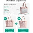 thumbnail image 2 of CNV Expandable Tote Bag for Women, Puffer Work Tote Handbag, Quilted Carry-On Travel Gym Bag, 2 of 16