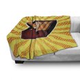 thumbnail image 3 of Cigar Soft Flannel Fleece Throw Blanket, Cigar Box Pop Art Style Illustration on a Starburst Rays Background, Cozy Plush for Indoor and Outdoor Use, 50" x 70", Yellow Orange, by Ambesonne, 3 of 6