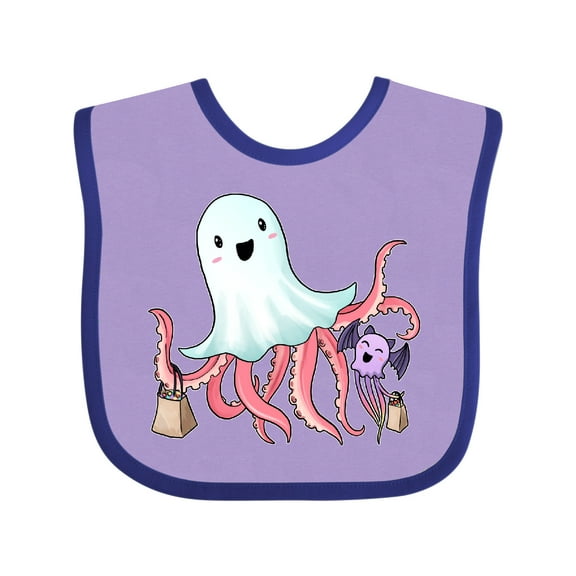 Inktastic Cute Ghost Octopus Trick or Treating with Bat Boys or Girls Baby Bib