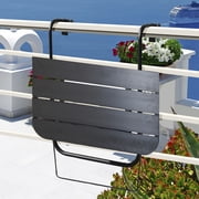 Balcony Table Hanging Deck Railing Table Outdoor Balcony Bar Table for Railings Folding Adjustable Black
