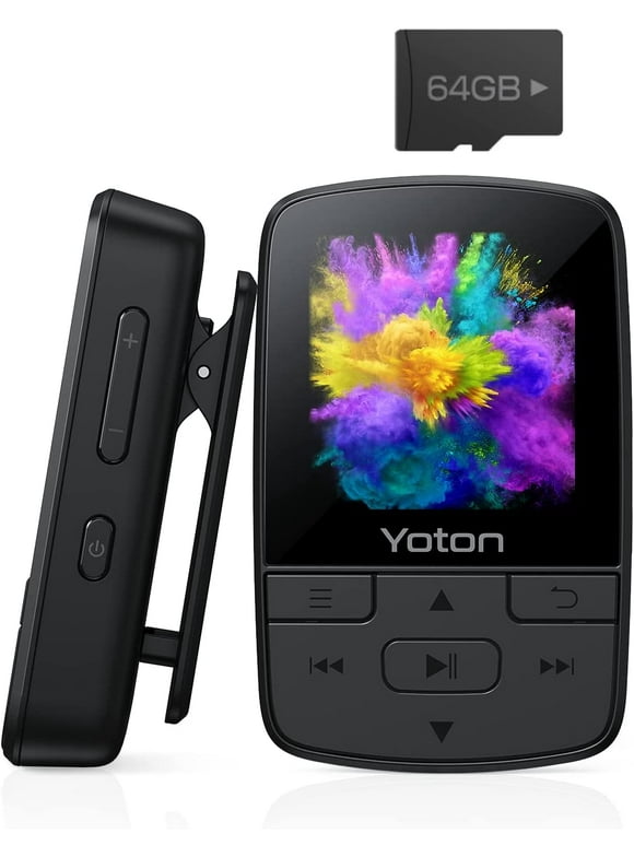 Yoton 64GB MP3 Player with Bluetooth, Music Player with Built-in HD Speaker, FM Radio, Voice Recorder, HiFi Sound, E-Book function, Earphones Included