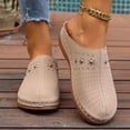thumbnail image 5 of CYMMPU Women's Closed Toe Wedge Mules, Cutout Design Slip On Platform Shoes, Comfort Casual Footwear for Warm Seasons and Daily Wear Beige 41, 5 of 9