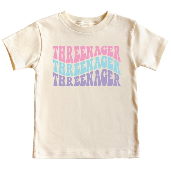 Threenager Groovy Adorable 3rd Birthday Shirt for Infant Baby Toddler Girls Third Birthday Outfit Natural Shirt 4T