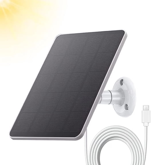 4W Solar Panel for Security Camera Outdoor, Type C Port 5V USB Solar Panel Charger Compatible with Rechargeable Battery Powered Cam, IP65 Waterproof, 9.8ft Cable, 360° Adjustable Bracket