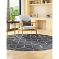 thumbnail image 4 of Unique Loom Matrix Trellis Collection Area Rug - Tile (7' Round Grey/Ivory), 4 of 9