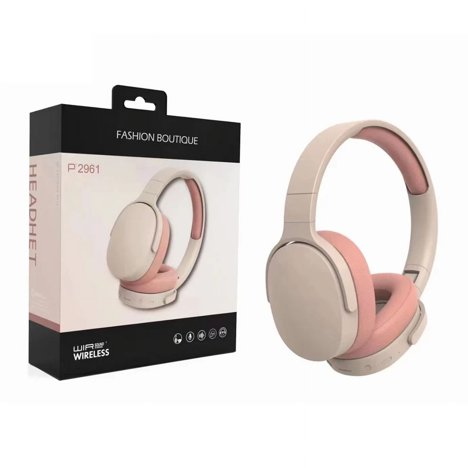 Wireless On-Ear Headphones, Upgraded Bass HiFi Stereo Wireless Headset, Foldable and Wireless Wired Mode, Soundproof On-Ear Headphones with Mic and Volume Control for PS5, PS4, PC, Switch, Mac-Pink